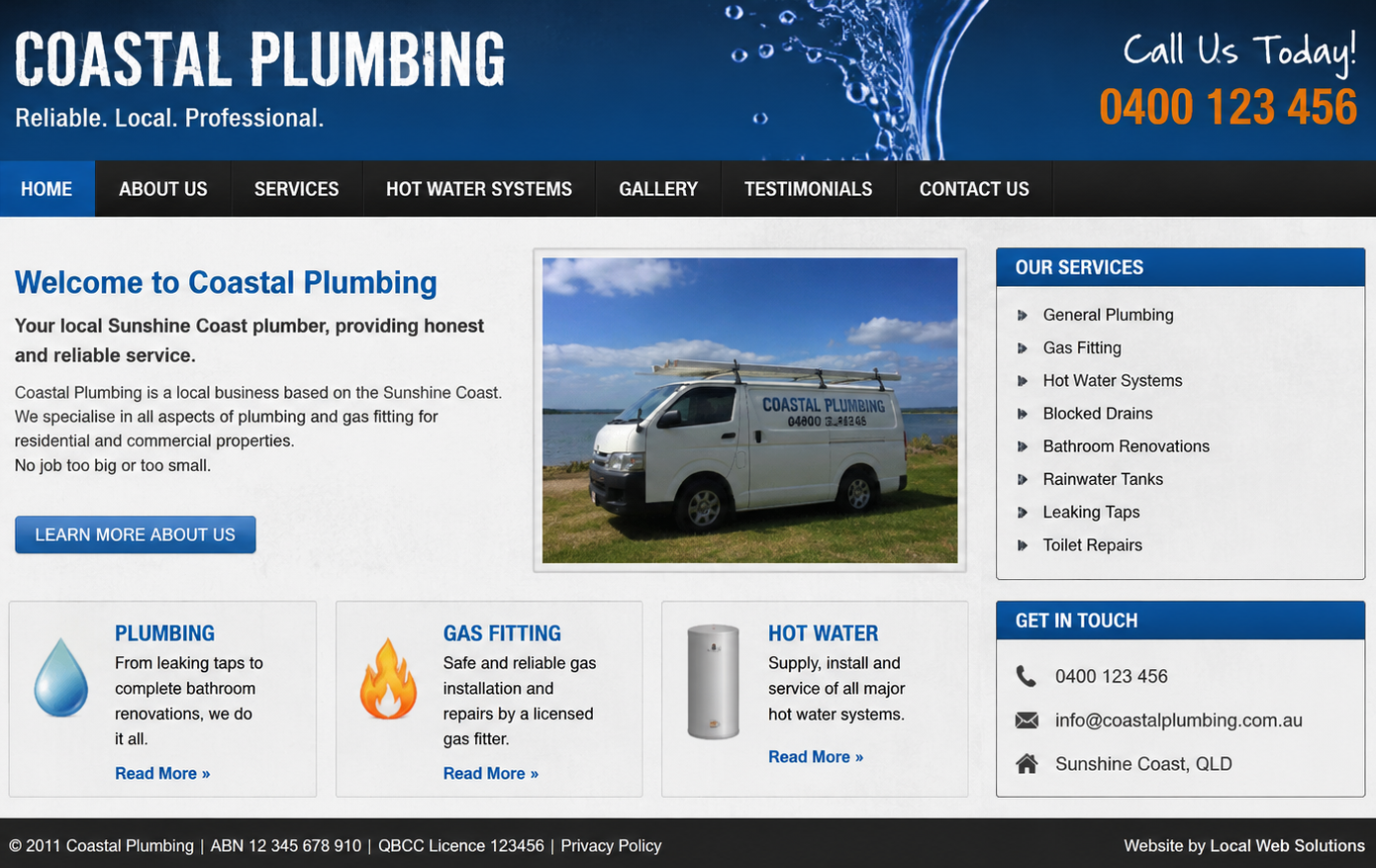 Outdated plumbing website before redesign